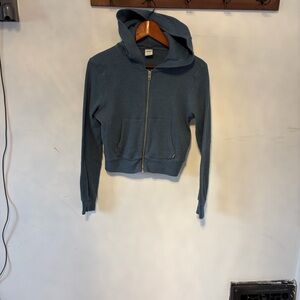 TNA Teal Waffle-Knit Zip Hoodie